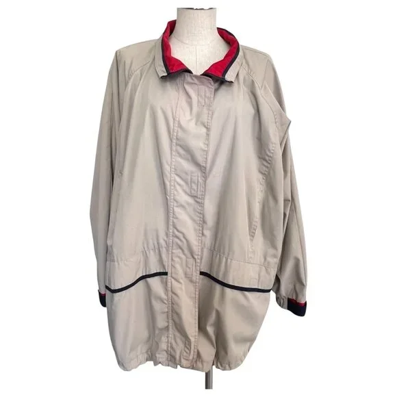 CBO New York Womens Beige Windbreaker Jacket Size 3X Coat Zip-Up Lightweight - Picture 1 of 6